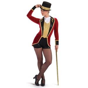 Dance Costume AWCT  19122 Medium Child Red Suit Jazz Tap Sequins Showman